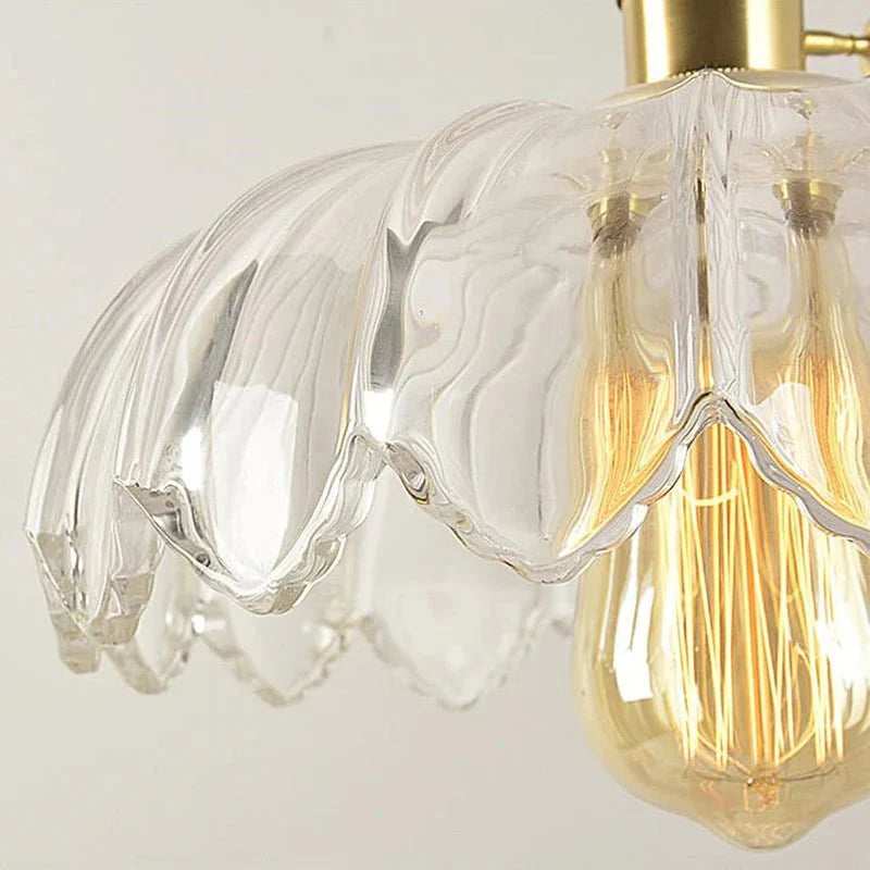 Vintage Floral Scalloped Glass Hanging Lamp
