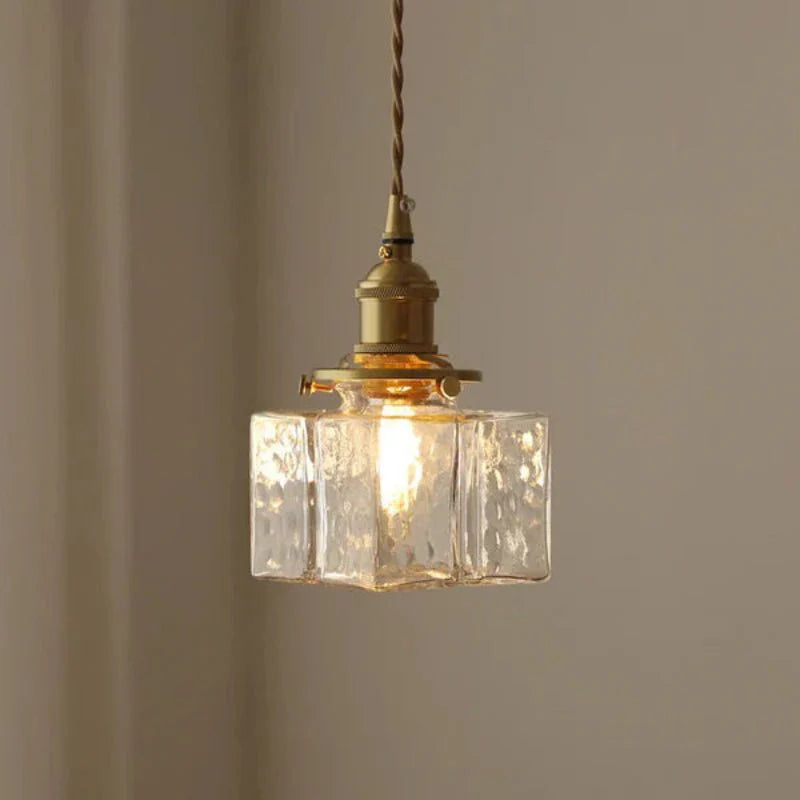 Vintage Glass Stone Pendant Light