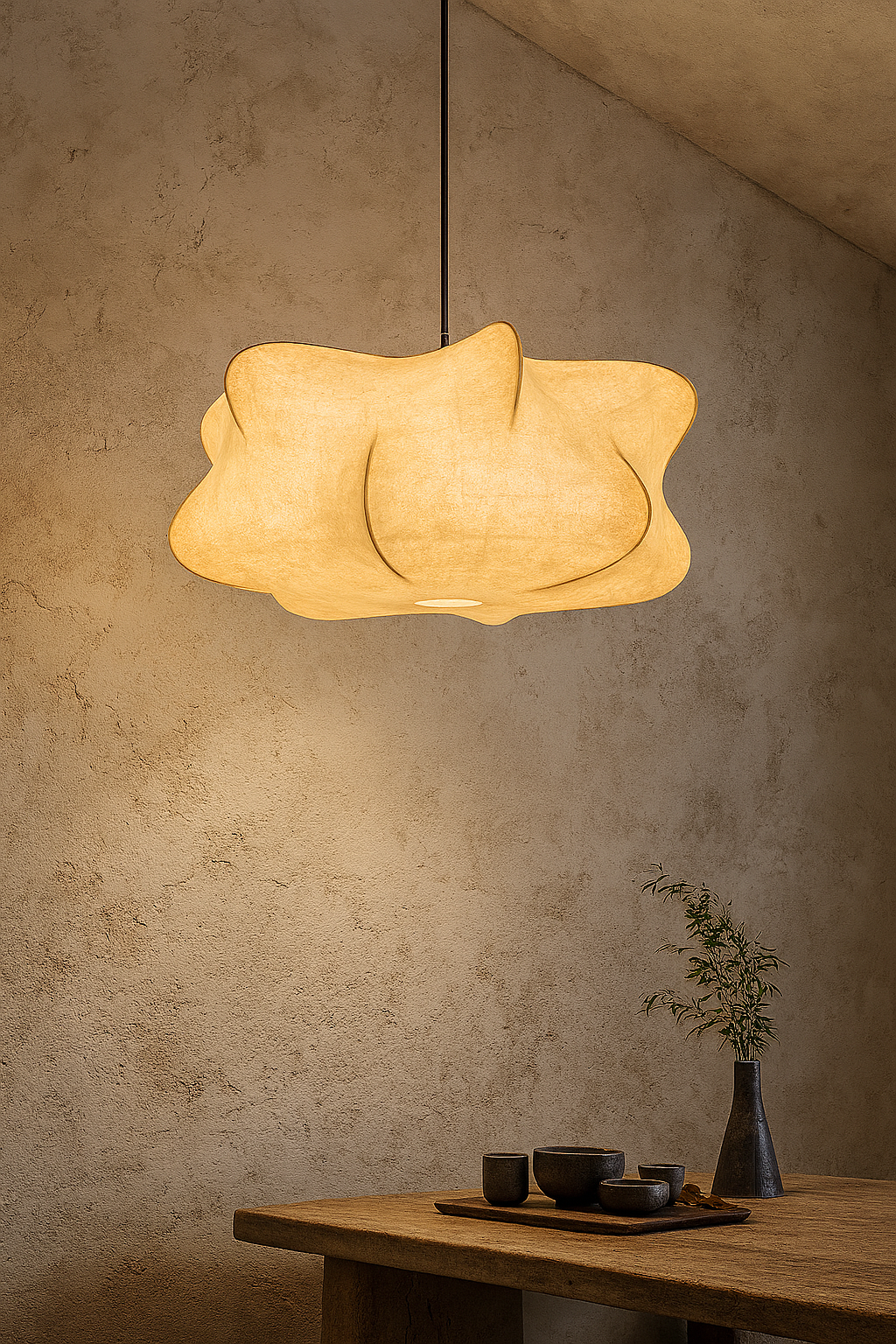 Wabi Sabi Silk Japanese Pendant Light