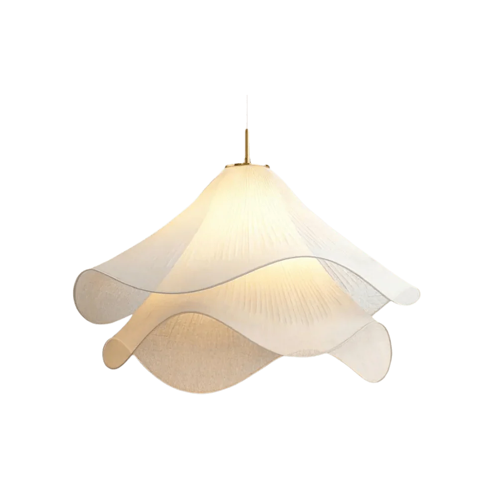 White Fabric Flower LED Pendant Light