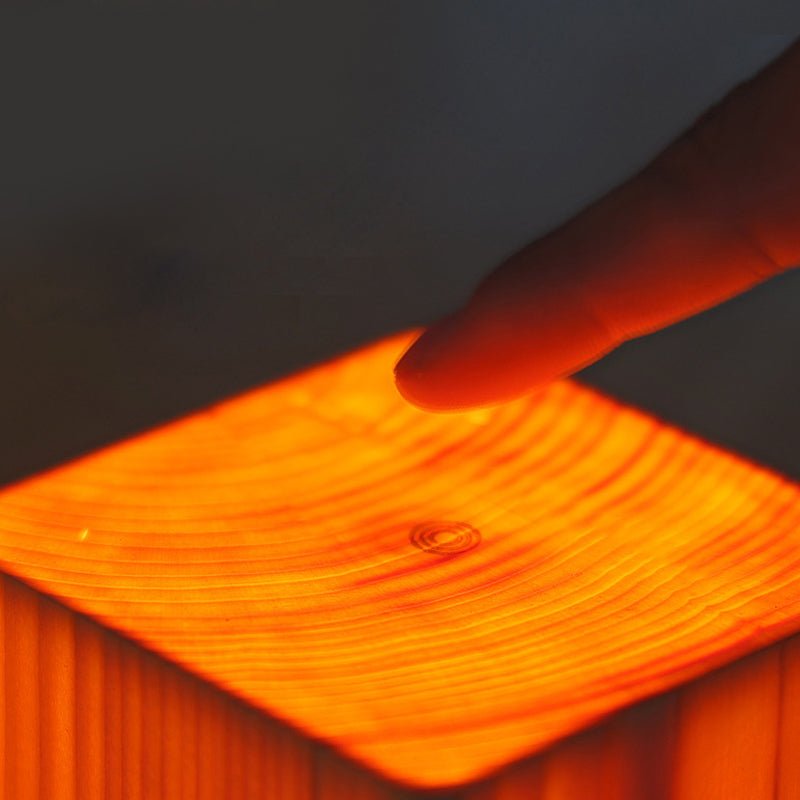 Wood Table Lamp with Translucent Grain Pattern